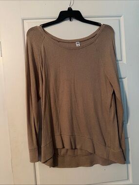 Old Navy Women's Scoop Neck Waffle Knit Sweater - Taupe